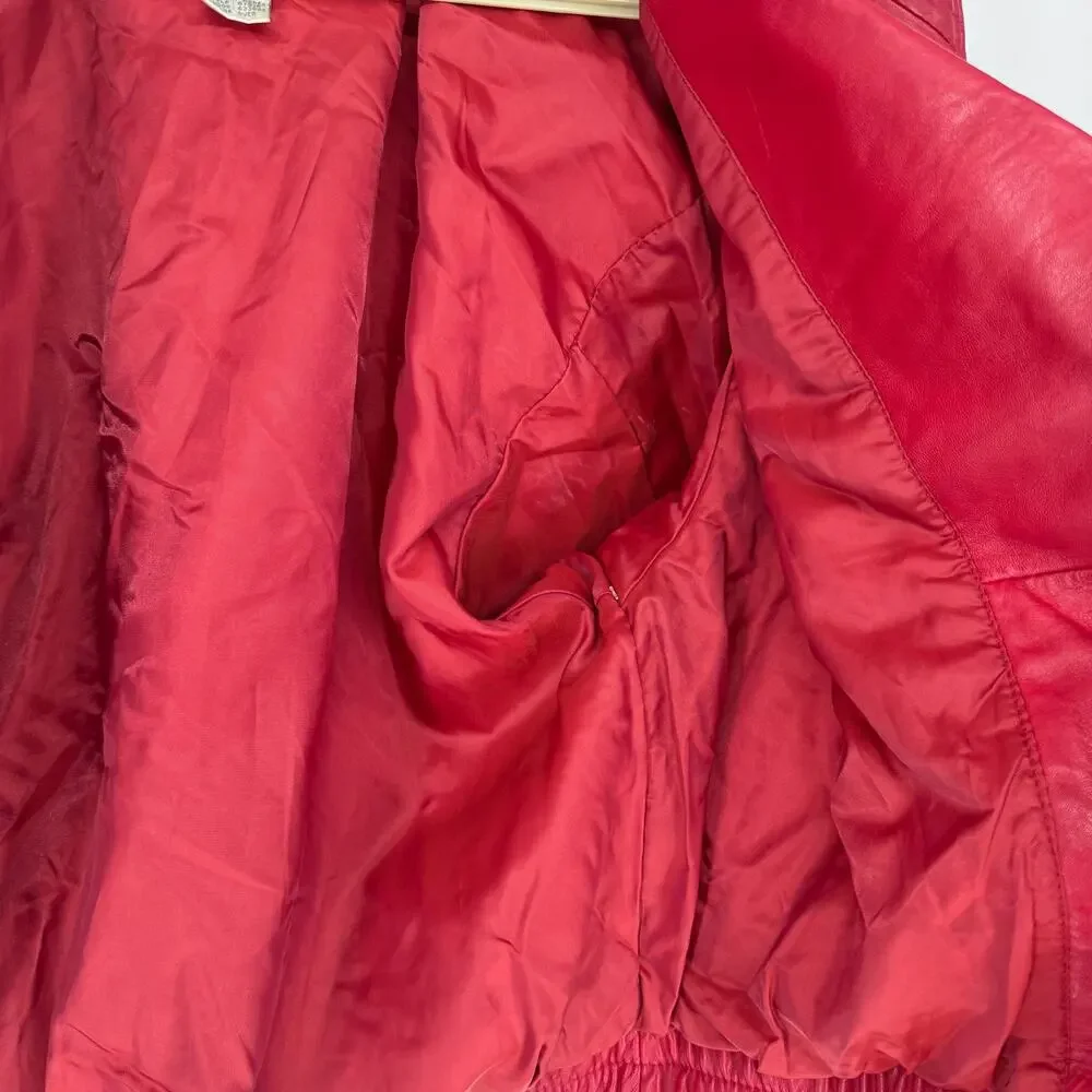 Vintage Nordstrom‎ Town Square Women’s Genuine Leather Jacket Red Petite 80s 90s